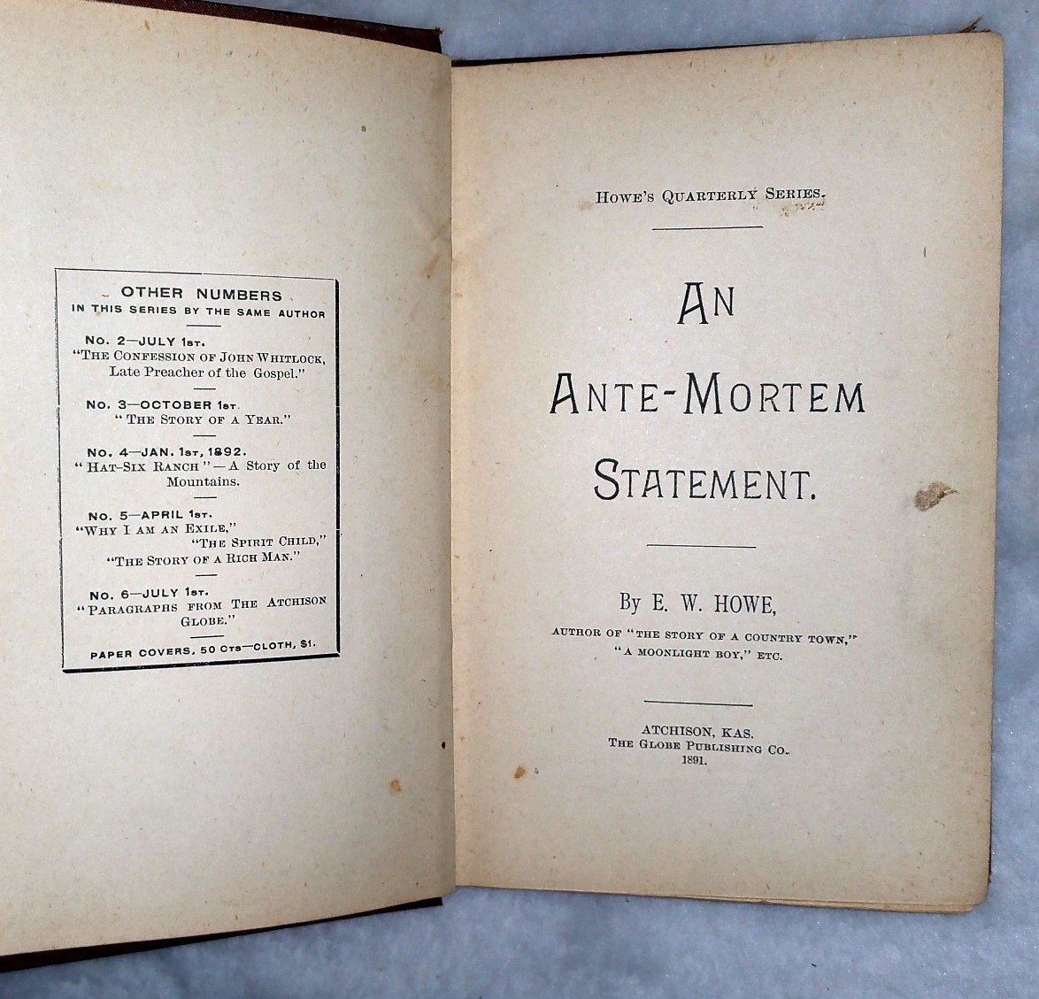 Image for An Ante-Mortem Statement