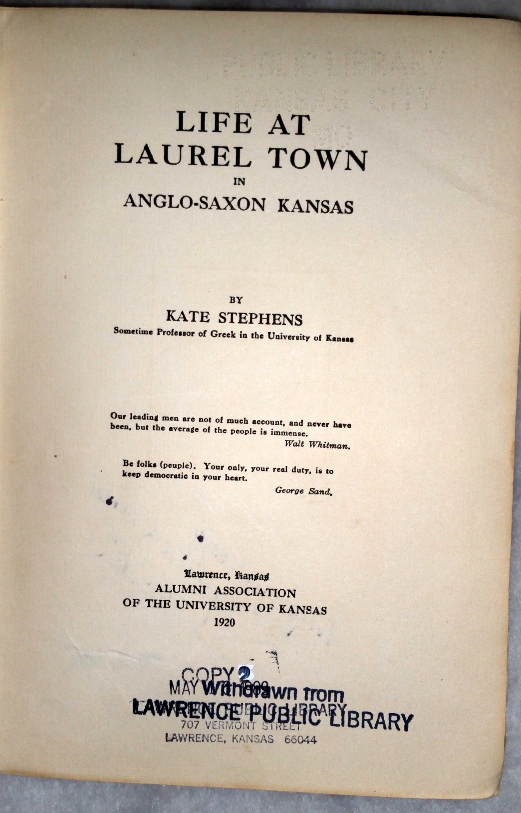 Image for Life At Laurel Town in Anglo-Saxon Kansas Life At Laurel Town in Anglo-Saxon Kansas