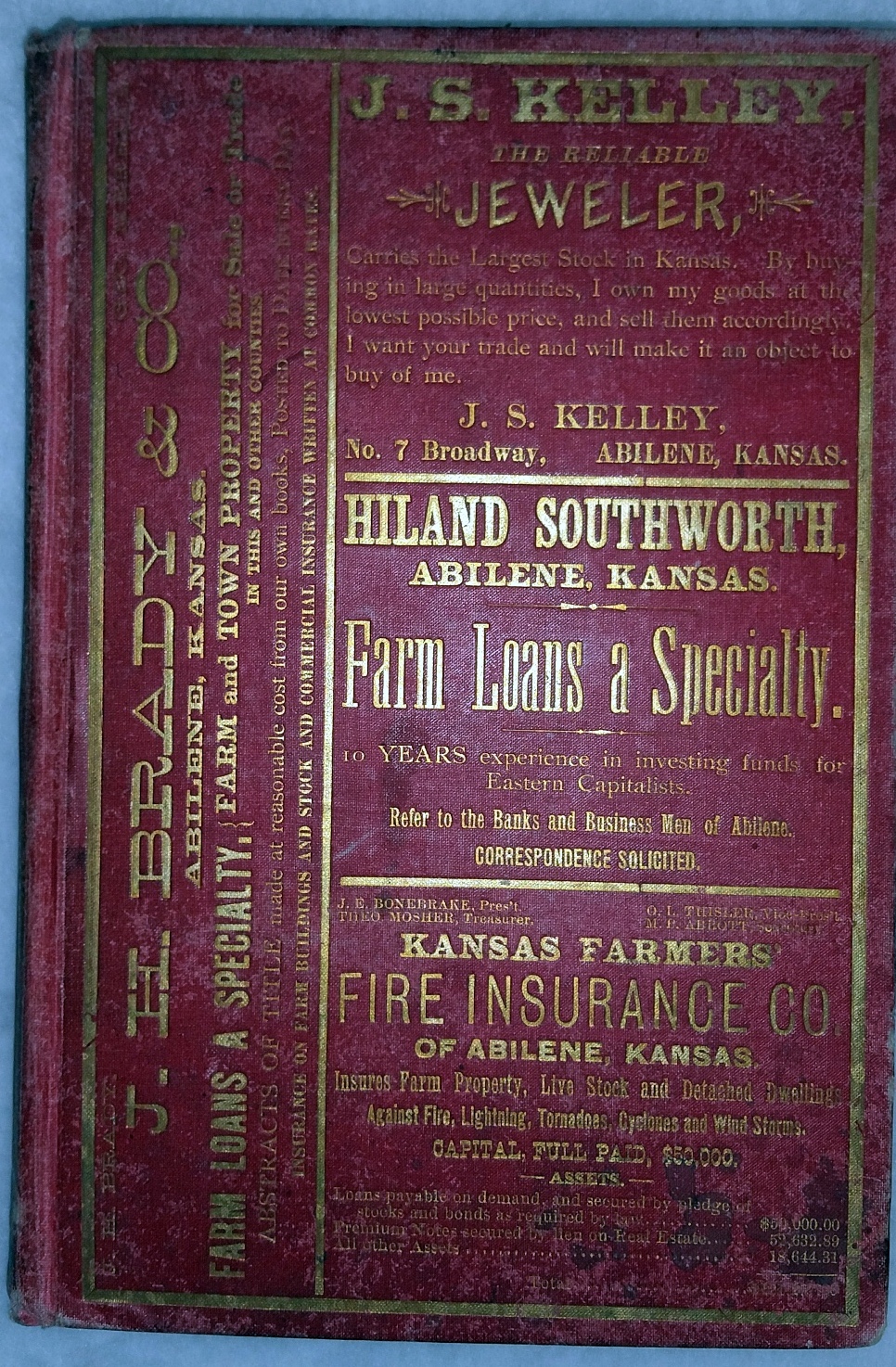 Directory of Dickinson County, Kansas, Containing An Alphabetic List of the Voters of the County, With Their Post Office Addresses. Also a Short Descriptive History of Dickinson County, and a Business Directory of Abilene... First Biennial Volume Image for Directory of Dickinson County, Kansas, Containing An Alphabetic List of the Voters of the County, With Their Post Office Addresses. Also a Short Descriptive History of Dickinson County, and a Business Directory of Abilene... First Biennial Volume