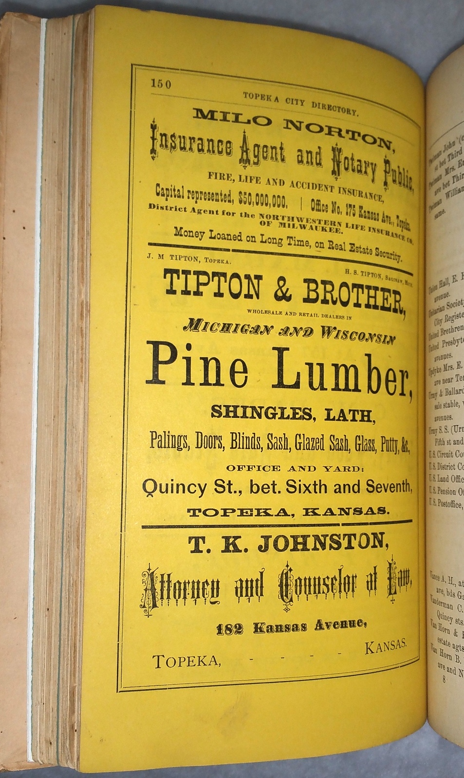 Radges' Biennial Directory to the Inhabitants, Institutions, Incorporated Companies, Manufacturing Establishments, Business Firms, Etc., Etc., In the City of Topeka for 1872-1873