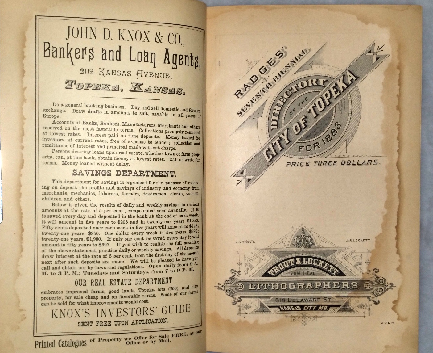 Image for Radges' Seventh Biennial Directory of the City of Topeka for 1883