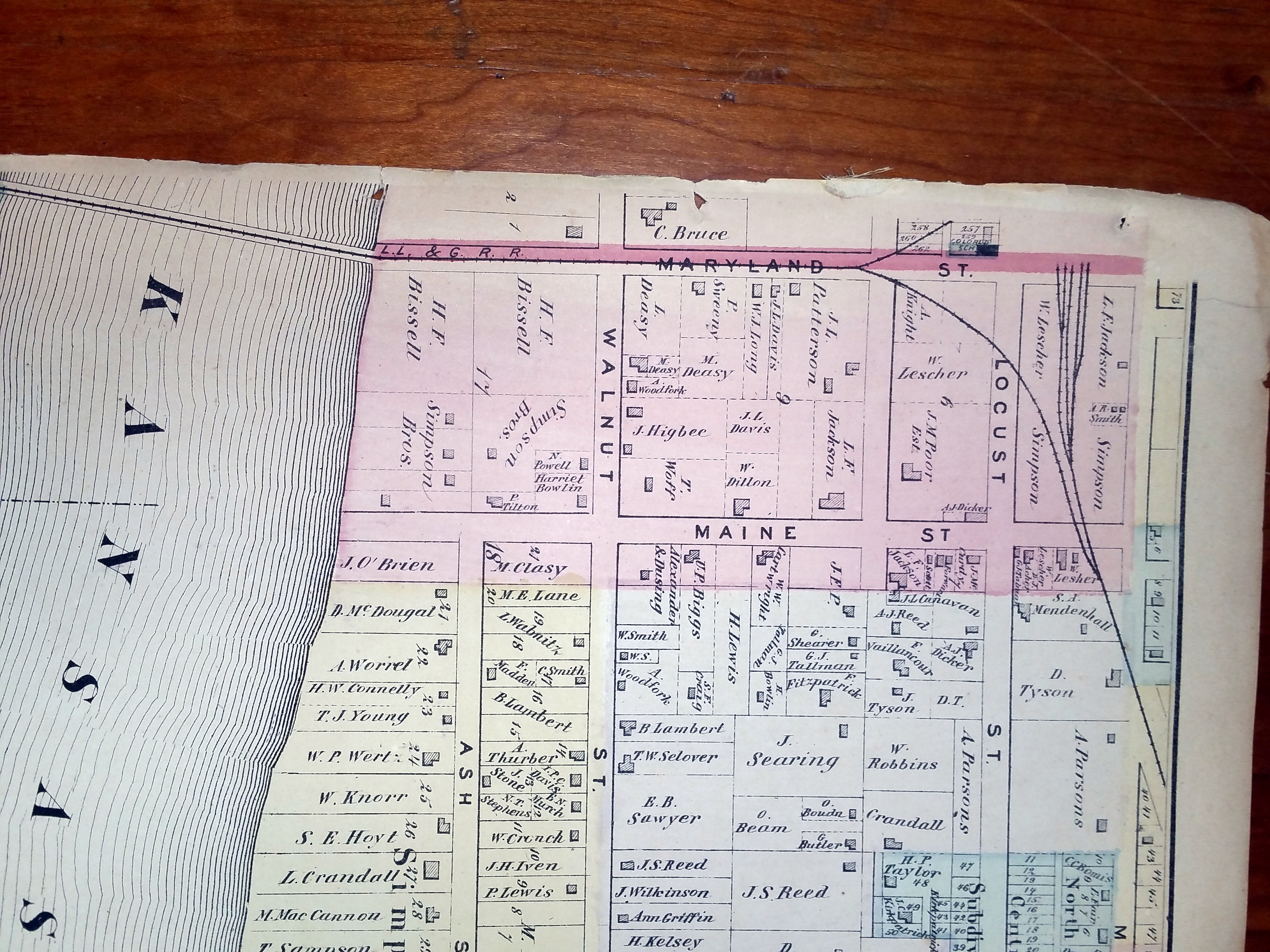 Image for [Map] "City Of Lawrence," from Atlas of Douglas Co. Kansas. [Five Map Sheets, Comprising Pages 23-38 ONLY]