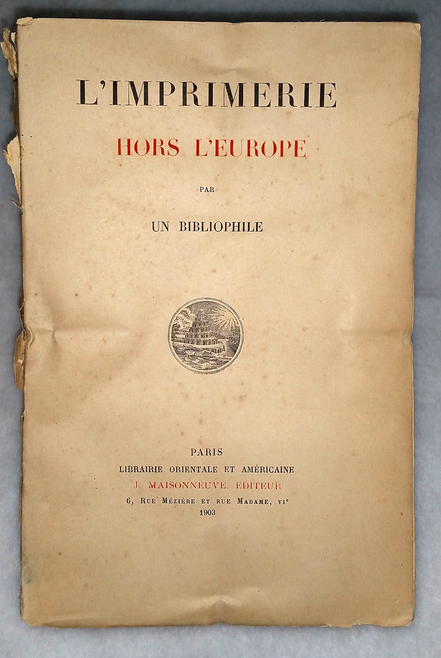 Image for L'Imprimerie Hors L'Europe