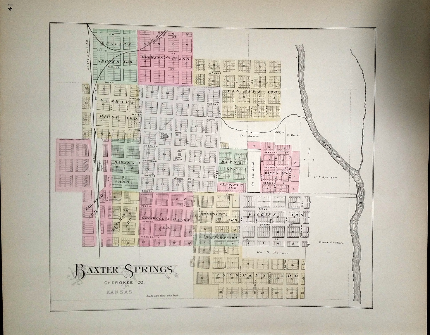 Image for [Map] Baxter Springs (of Cherokee County, Kansas)[ backed with] Galena, Scammonville, Corlin, Empire City, & Crestline (of Cherokee Co.)