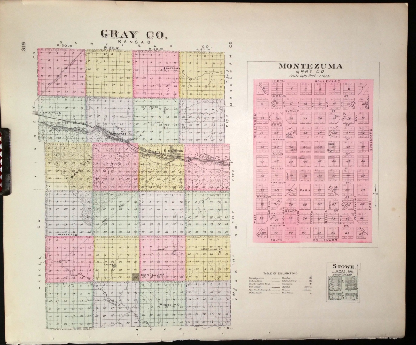 Image for [Map] Gray County, Kansas, Stowe, & Montezuma (of Gray Co.) [backed with] Cimarron, Gray Co.