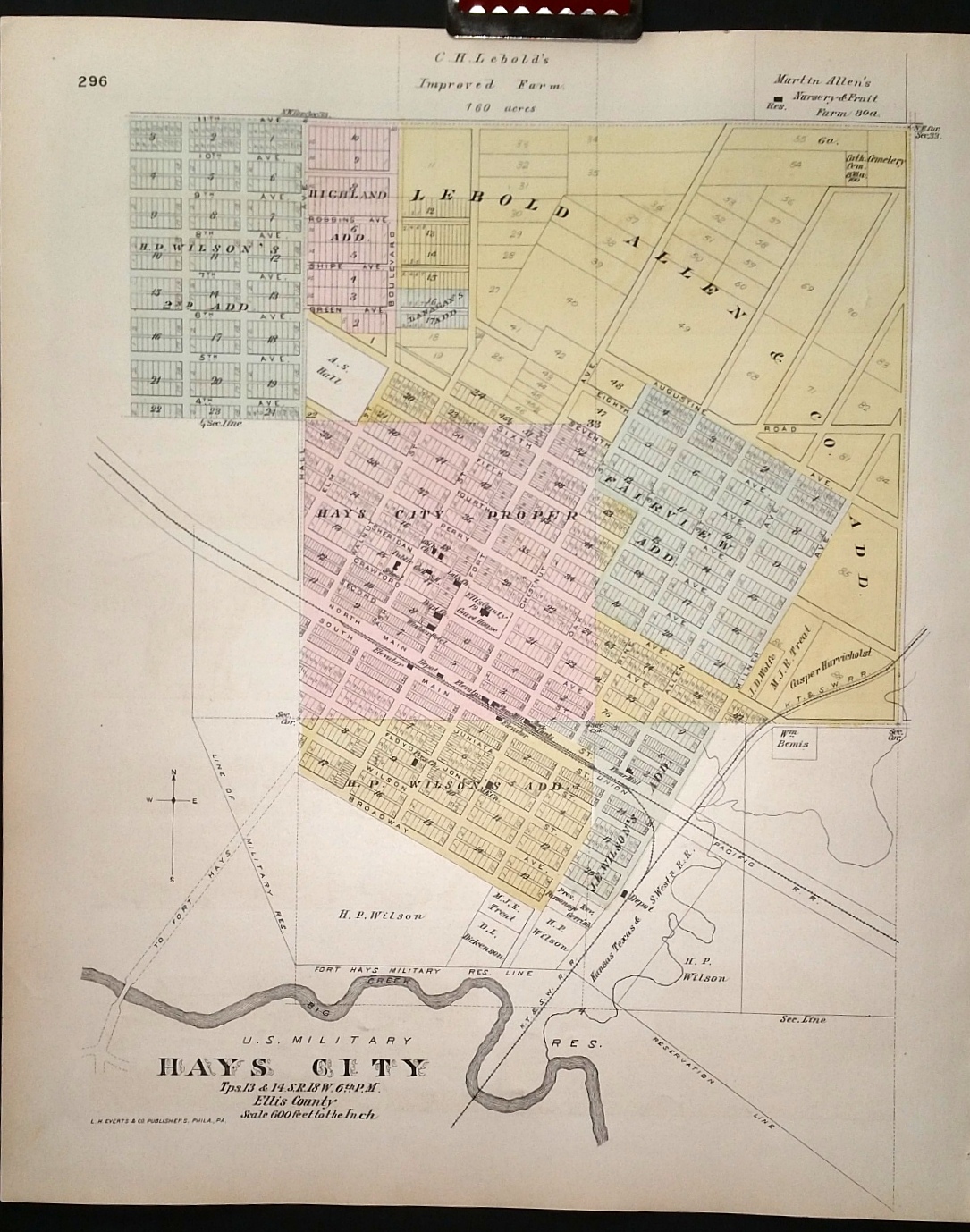 Image for [Map] Ellis County, Kansas [backed with]  Hays City (of Ellis Co.)