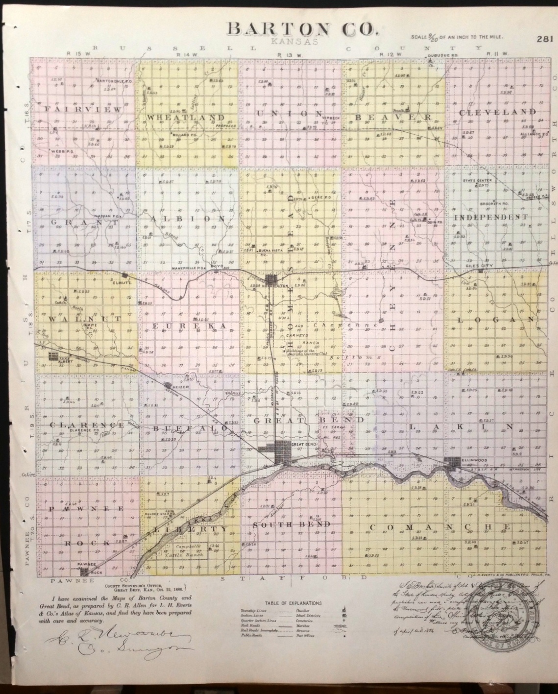 [Map] Barton County, Kansas [backed with] Comanche Co.