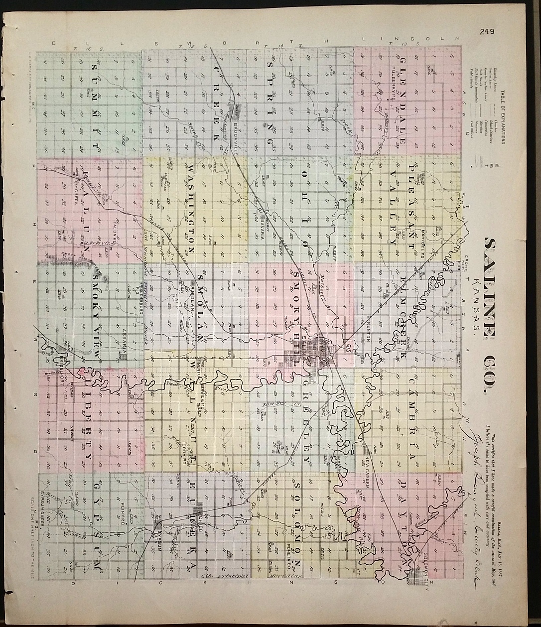 [Map] Saline County, Kansas [backed with] Bennington, Delphos, Ada