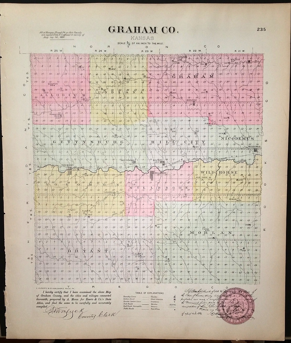 [Map] Graham County, Kansas [backed with] Kirwin, New Hope, Big Bend