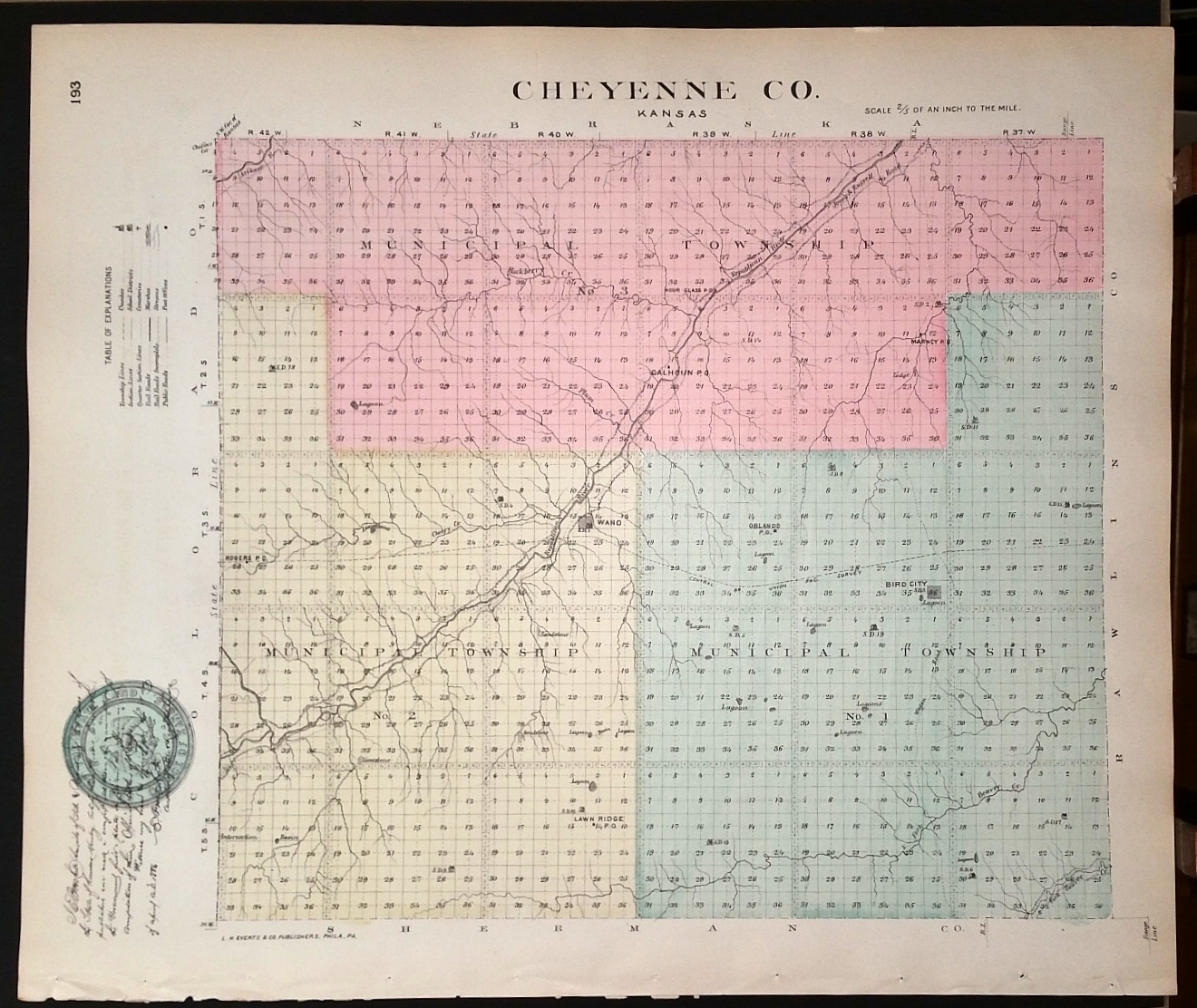 [Map] Cheyenne County, Kansas [backed with] Sherman Co.