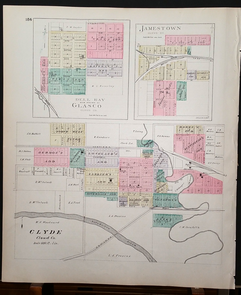 Image for [Map] Cloud County, Kansas [backed with] Glasco, Jamestown, & Clyde (of Cloud Co.)