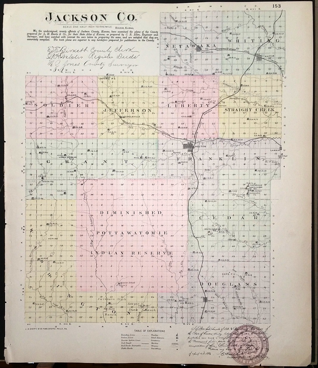 Image for [Map] Jackson County, Kansas [backed with] Whiting (Jackson Co.), Reading, Olpe, Bitler, & Plymouth (of Lyon Co.)