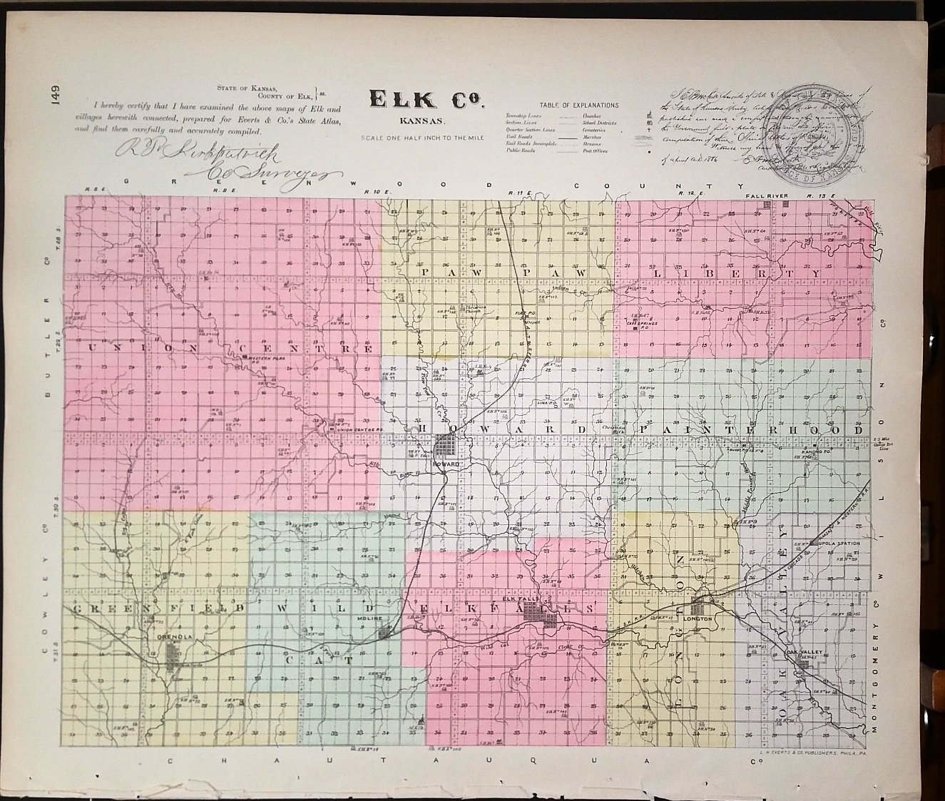 Image for [Map] Elk County, Kansas [backed with] Elk Falls, Longton, & Oak-Valley (of Elk Co.)