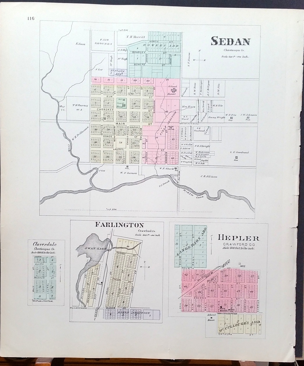 Image for [Map] Chautauqua County, Kansas [backed with] Sedan, Cloverdale (of Chautauqua Co.), Farlington, & Hepler (of Crawford Co.)