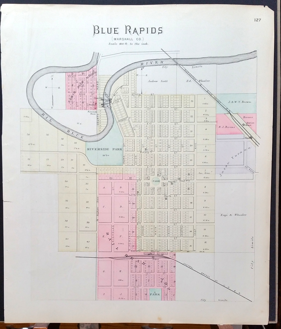 Image for [Map] Blue Rapids (Marshall County, Kansas) [backed with] Auburn, Silver Lake, Kilmer, Richland, Rossville, & Kingston (of Shawnee County)