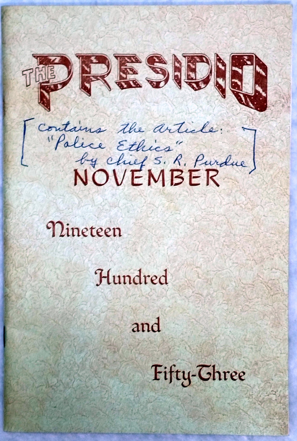 Image for The Presidio, Vol. XX, No. 9 (November 1953)