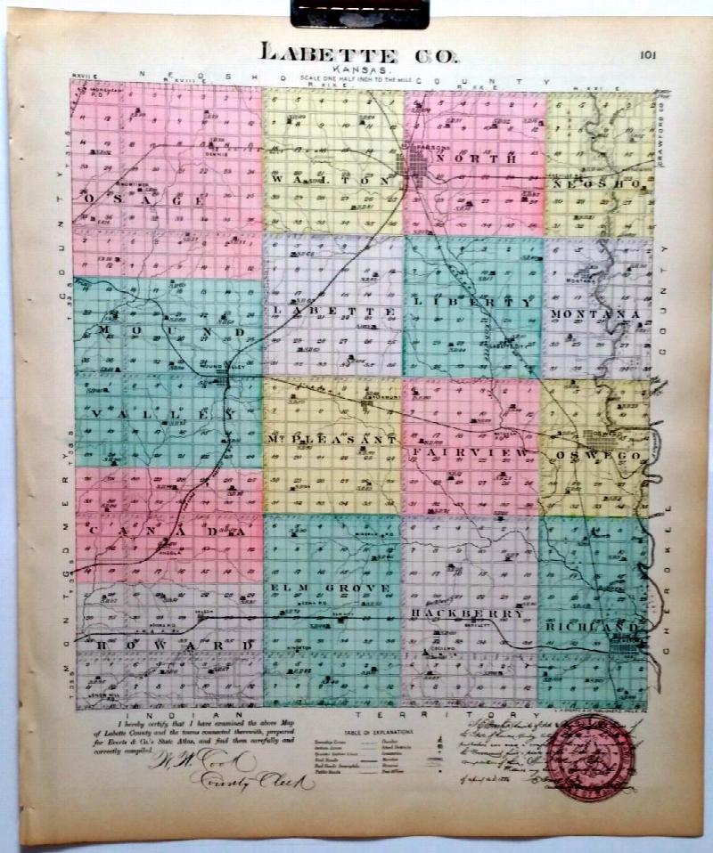 Image for [Map] Labette County, Kansas [backed with] Chetopa, Dennis, & Labette City of Labette Co., And Piqua of Woodson Co.