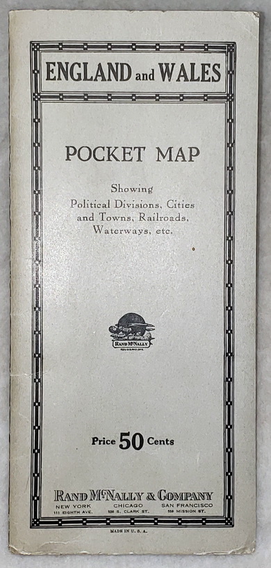 Image for England and Wales:  Pocket Map Showing Political Divisions, Cities and Towns, Railroads, Waterway, Etc. [Price 50 cents]
