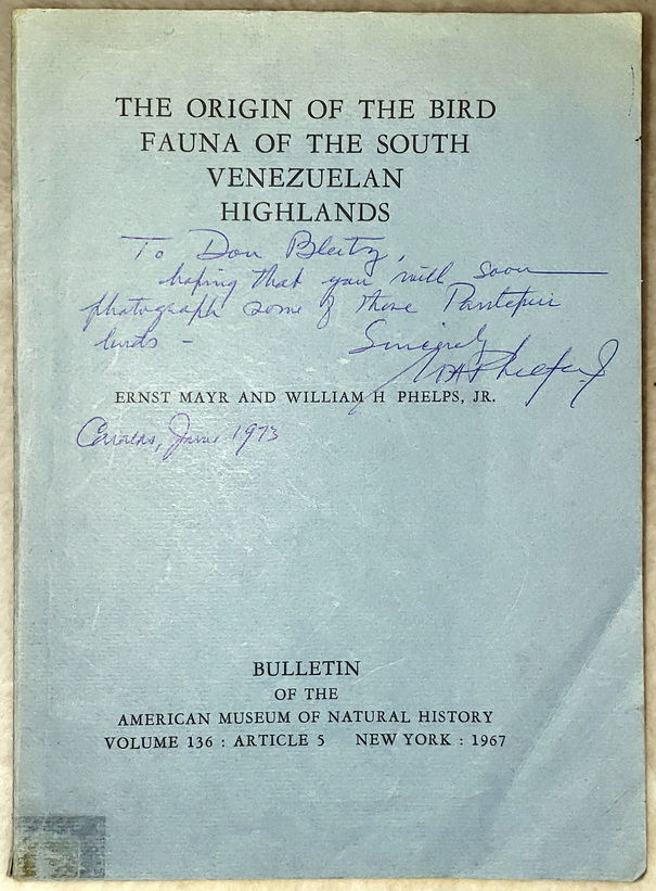 The Origin of the Bird Fauna of the South Venezuelan Highlands [Bulletin of the American Museum of Natural History, Volume 136: Article 5