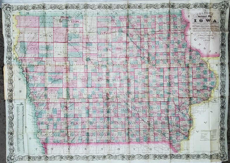 Colton's Sectional Map of the State of Iowa Compiled from the U. S. Surveys & Other Authentic Sources Exhibiting the Sections, Fractional Sections, Counties, Cities, Towns, Villages, Post Offices, Railroads & Other Internal Improvements