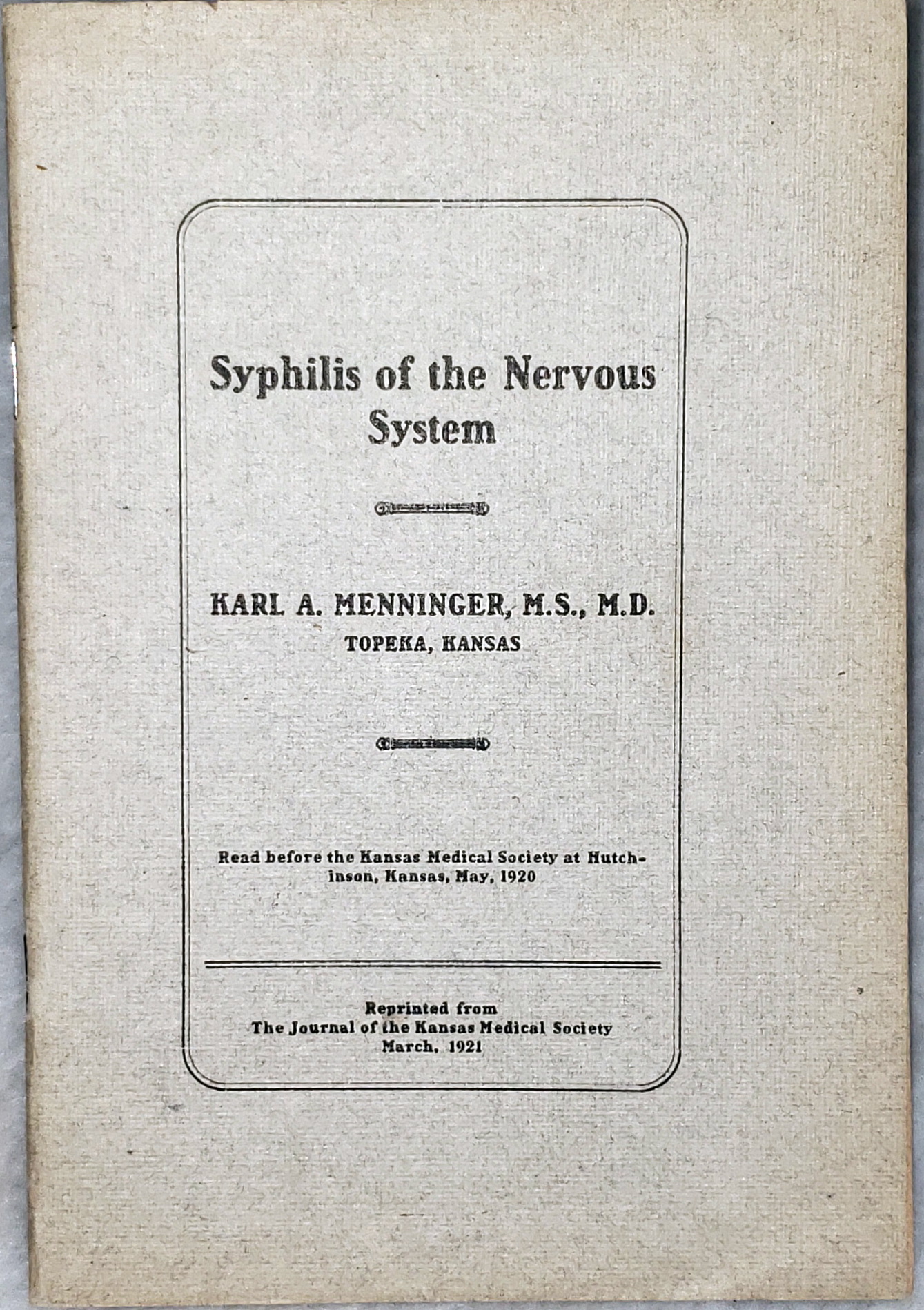 Syphilis of the Nervous System