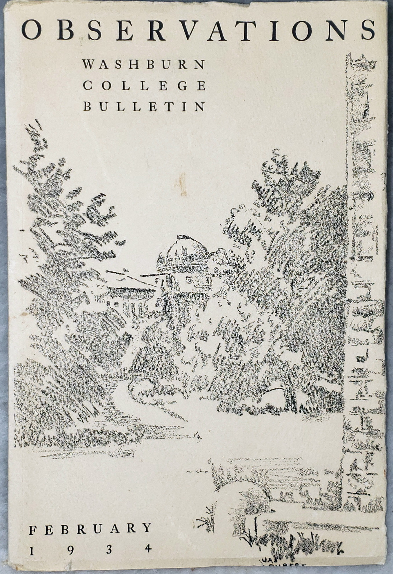 Washburn College Bulletin, Volume XIX, Number 1 [Observations: Creative Writing Done at Washburn College]