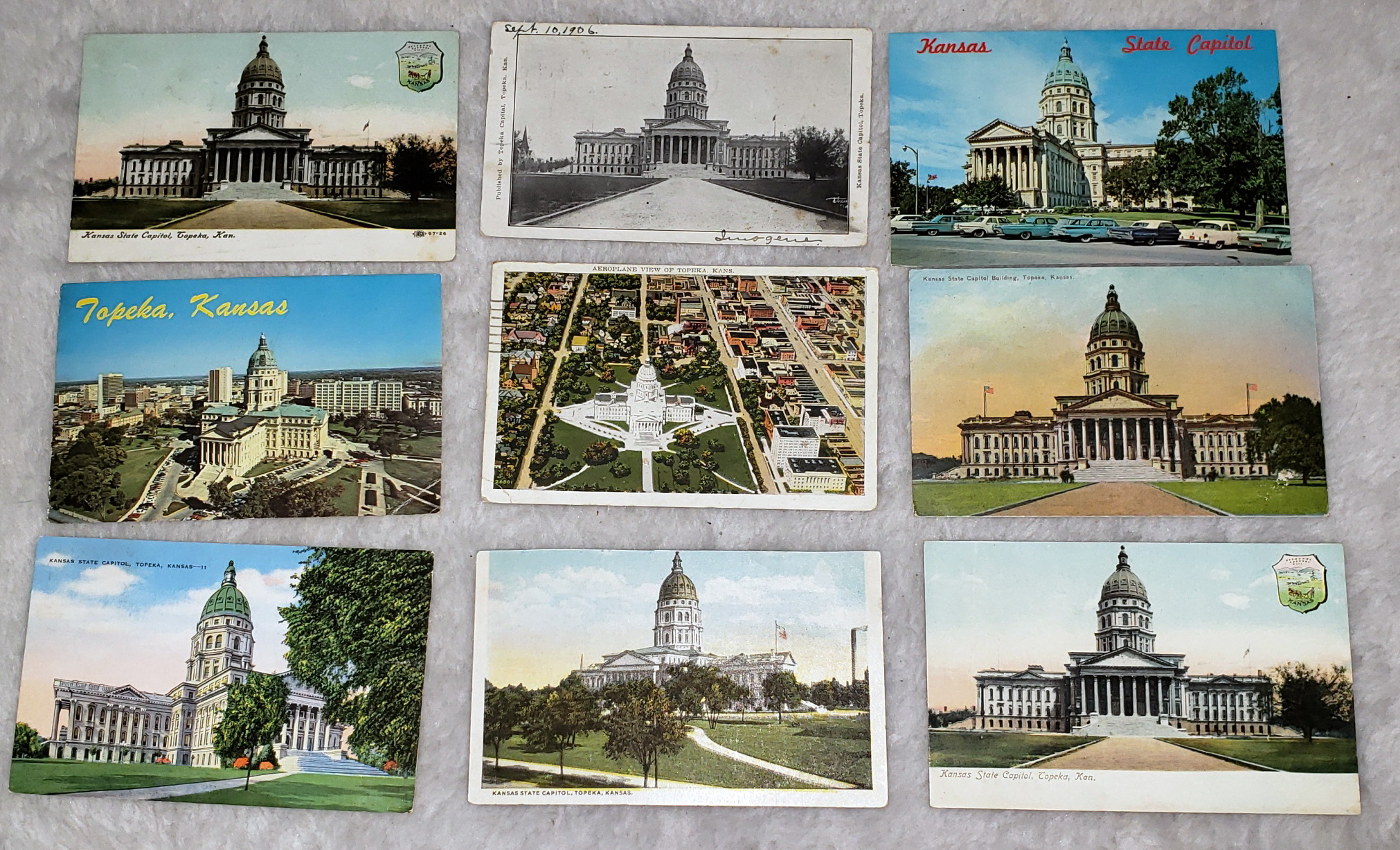 Nine Postcard Lot of the Kansas Capital Building in Topeka, Kansas