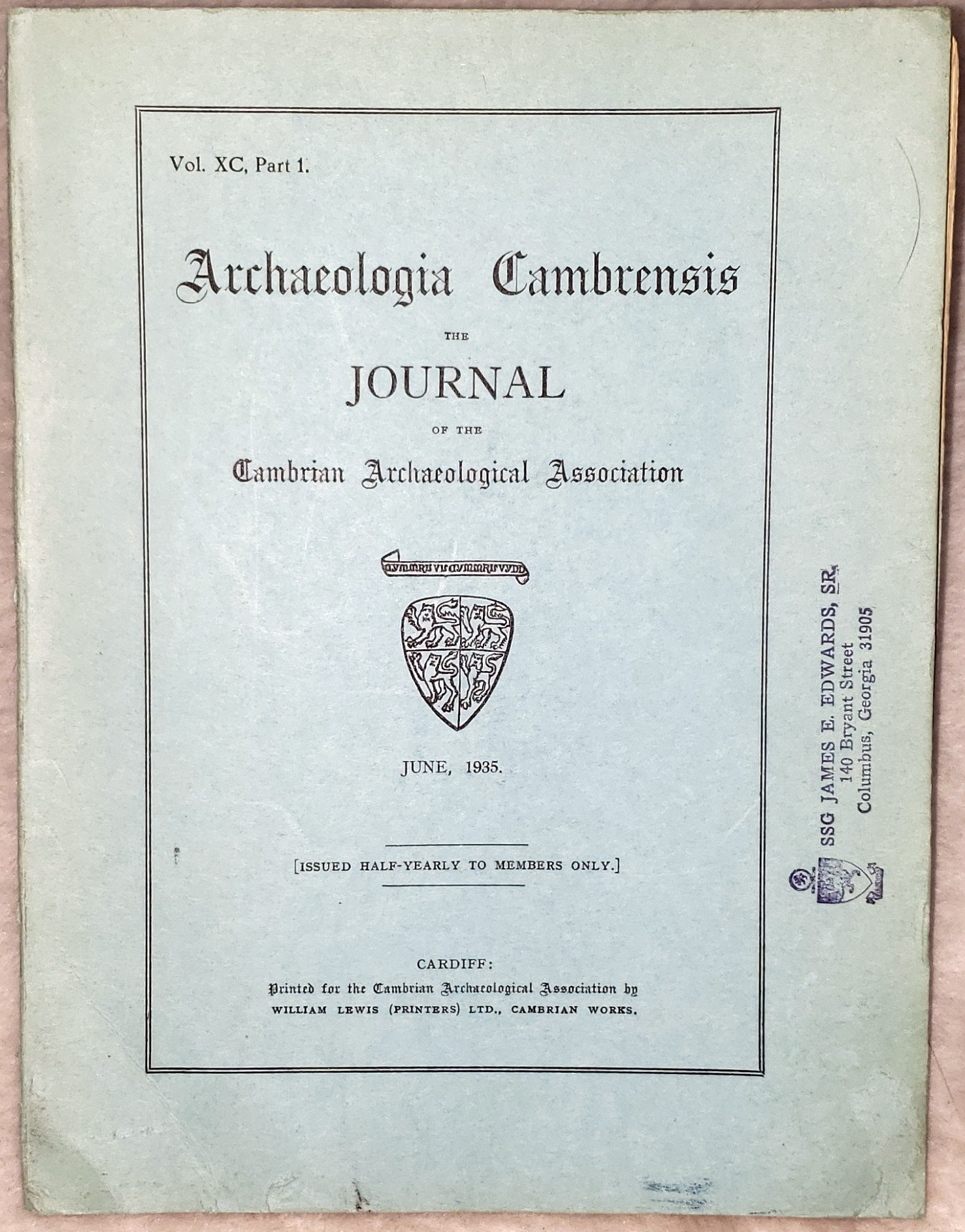 The Map of Wales [Archaeologia Cambrensis, Vol. XC. Part I]