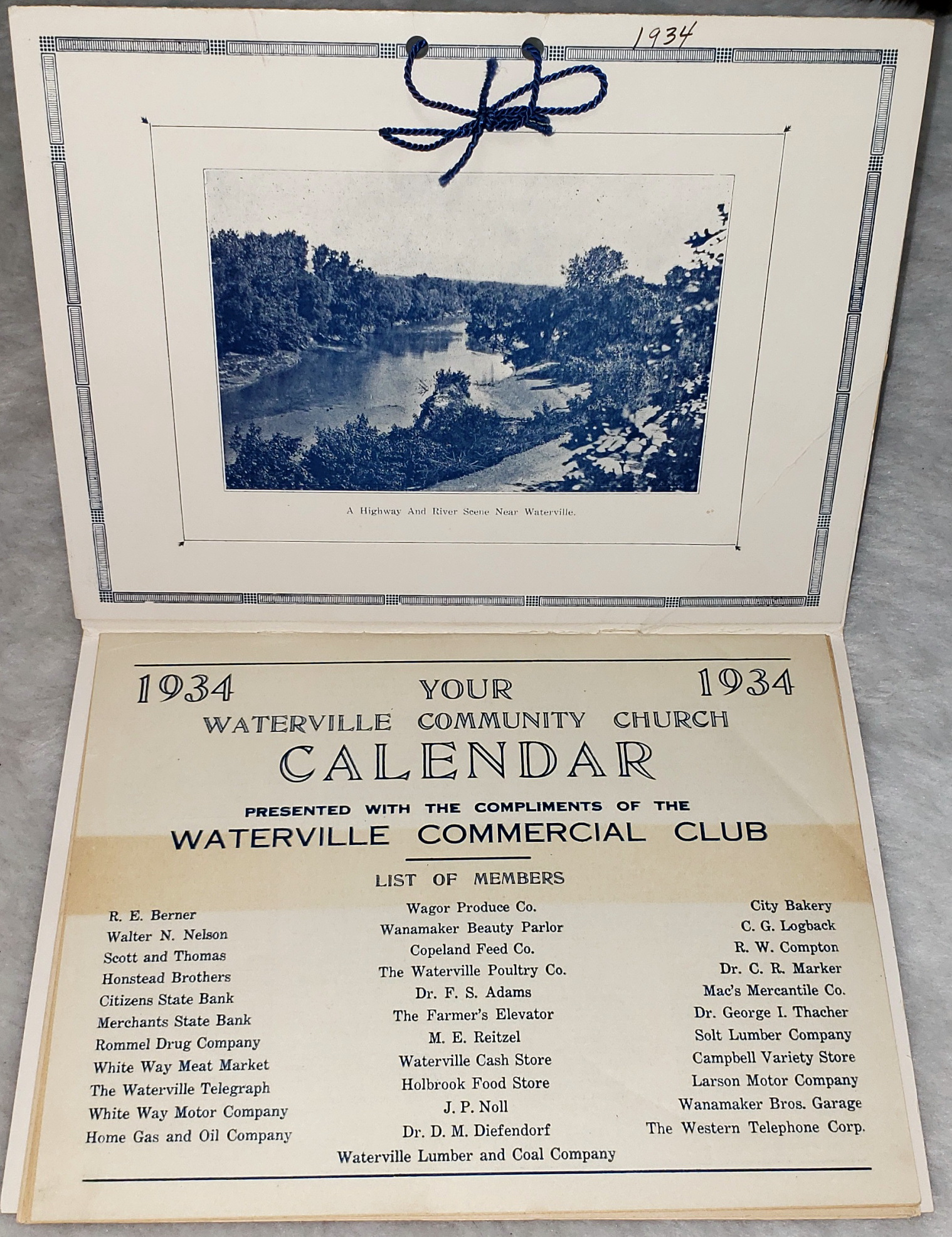 Your Waterville Community Church Calendar, 1934