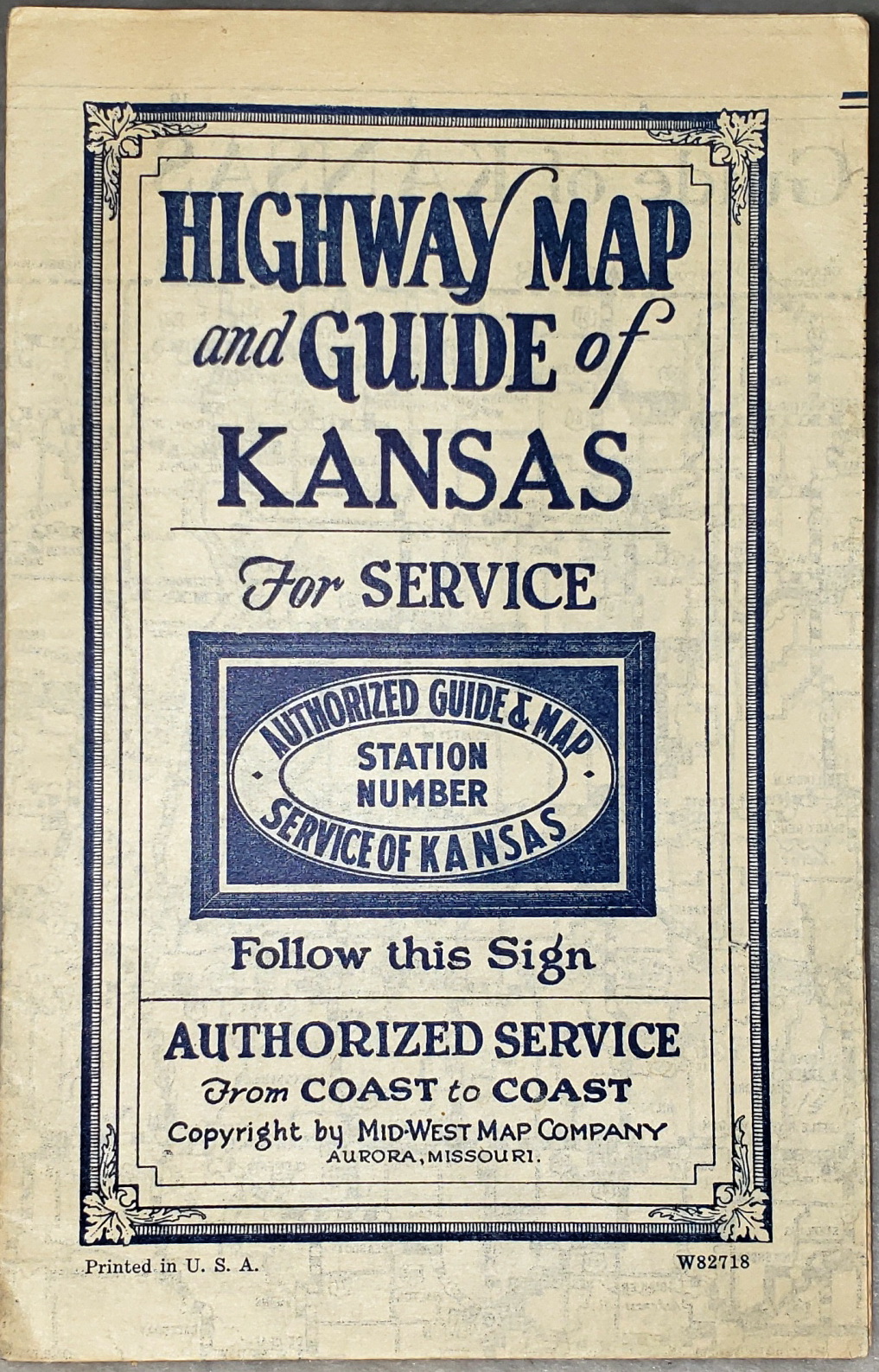 Highway Map and Guide of Kansas for Service