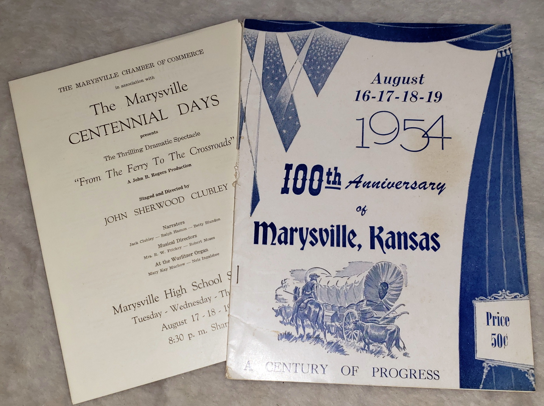 August 16-17-18-19, 1954. 100th Anniversary of Marysville, Kansas: A Century of Progress
