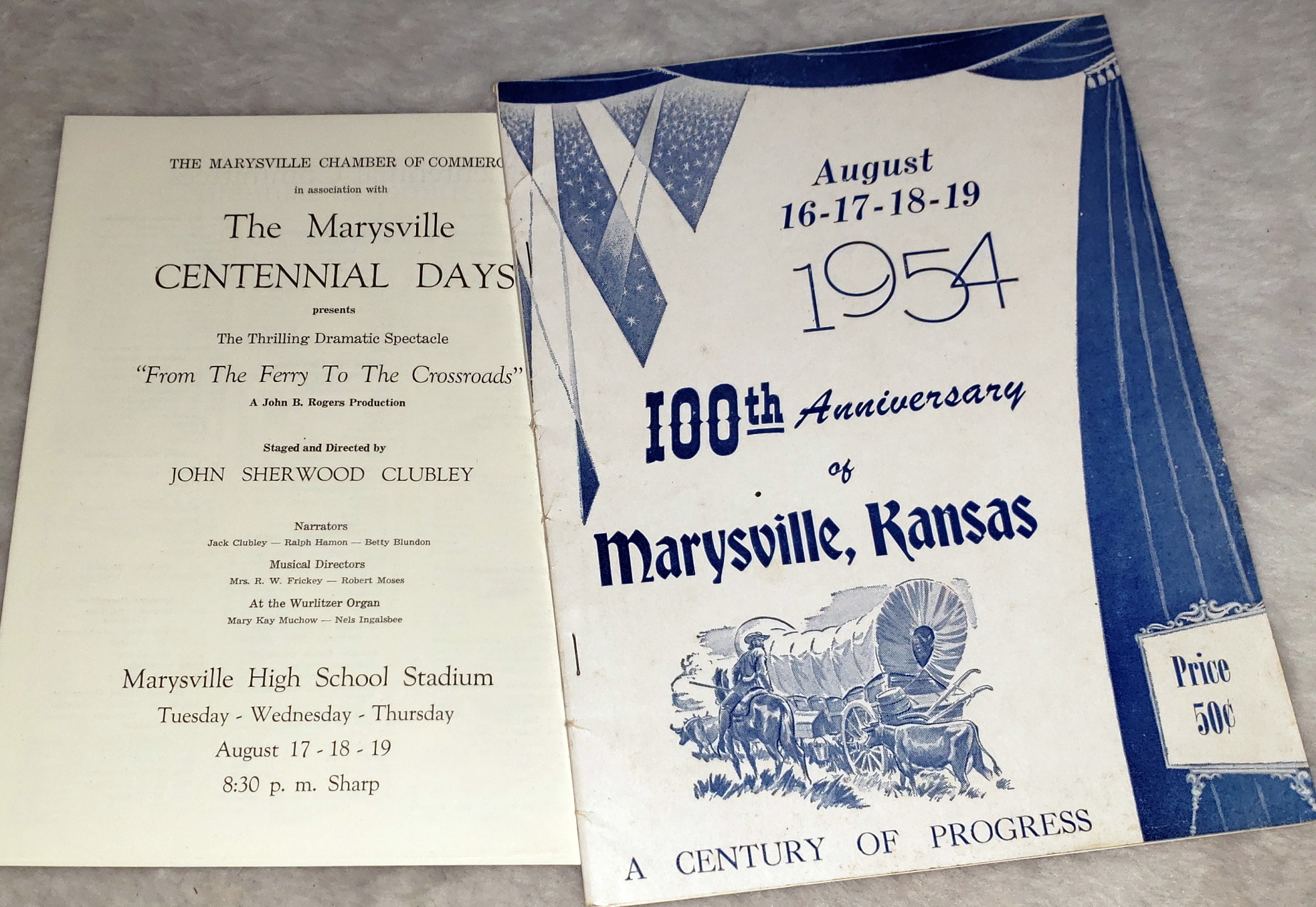 August 16-17-18-19, 1954. 100th Anniversary of Marysville, Kansas: A Century of Progress