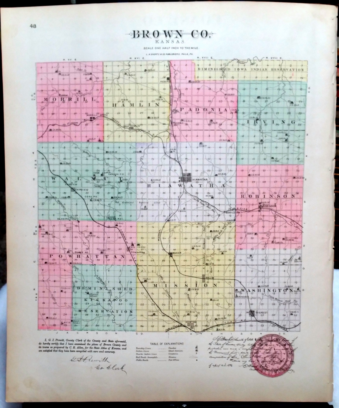 [Map] Chase County, Kansas [backed with] Brown Co.