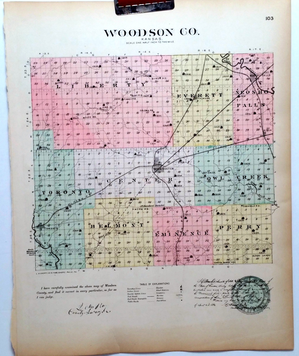 [Map] Oswego of Labette County, Kansas, with Neosho Falls of Woodson Co